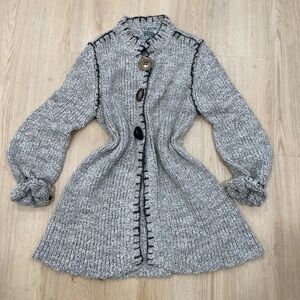 Curio gray and multicolor knit cardigan with oversized stone buttons size Medium